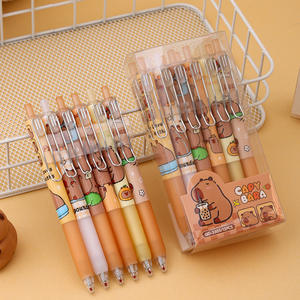 Kawaii Capybara pena rol bola kartun Anime alat tulis Capybara 0.5MM hitam siswa menggunakan pena Gel - Product Image 3