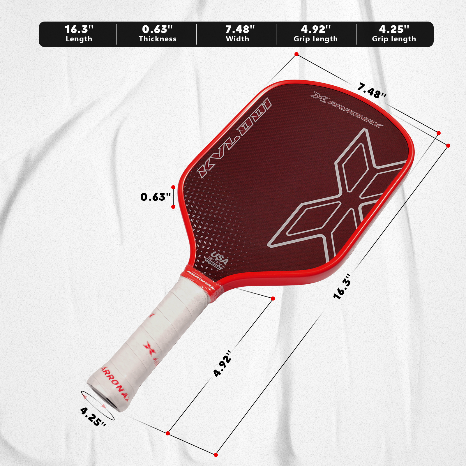 Amazon.co.jp: ピックルボール パドル ARRONAX 赤色 Pickleball