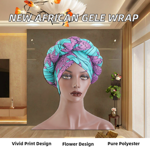 Nouveau foulard africain en polyester à motifs floraux 2026, foulard nigérian pour femmes, foulard de loisirs quotidien, quatre saisons - Product Image 2