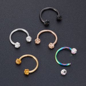 Bijoux de Piercing en <span class=keywords><strong>fer</strong></span> à <span class=keywords><strong>cheval</strong></span> 16G Cartilage Helix <span class=keywords><strong>Tragus</strong></span> boucles d'oreilles cerceau lèvres Piercing retenue Bling Septum anneaux de nez - Product Image 5