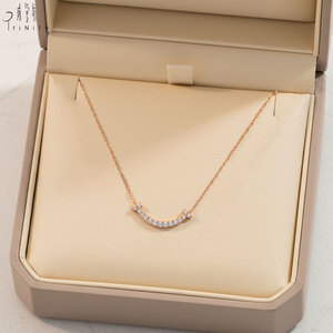 Joyería fina de alta calidad, diseño exclusivo Simple Smile, venta al por mayor, collar con colgante de diamante natural real en oro rosa de 18 quilates para mujer - Product Image 5
