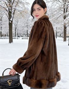 <span class=keywords><strong>Manteau</strong></span> de fourrure de vison personnalisé <span class=keywords><strong>chaud</strong></span>, luxueux et lisse pour les femmes de Noël nouveau style - Product Image 1