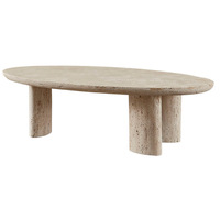 Table basse en travertin de luxe de conception moderne, grande table ronde en pierre naturelle sculptée à la racine, pour l'extérieur, Italie