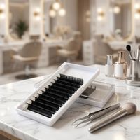 Extensions de cils individuels en fibre PBT noir mat, courbure C et D, cils naturels, plateau de cils volume russe