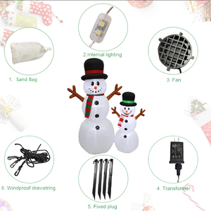 อุปกรณ์ตกแต่งคริสต์มาสแบบเป่าลมสำหรับครอบครัวตุ๊กตาหิมะสีขาว6FT ตามสั่งสำหรับสนามบ้านสนามหญ้าสวนวันหยุดตกแต่งคริสต์มาส - Product Image 5