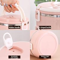 Boîte à lunch moderne multi-niveaux en acier inoxydable - Étanche, réutilisable, portable avec ustensiles en acier inoxydable pour la maison, le bureau, l'hôtel