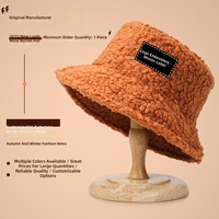 Chapeau Bob Rayé en Fausse Laine d'Agneau Chaud Automne/Hiver, Personnalisation de Logo en Petites Séries, Broderie Vintage, Élégant, Simple et Polyvalent