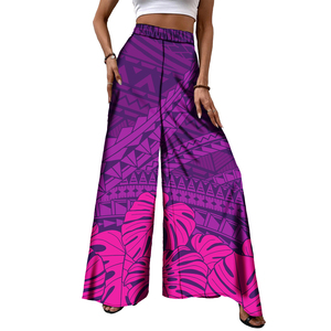 <span class=keywords><strong>Pantaloni</strong></span> da <span class=keywords><strong>donna</strong></span> a <span class=keywords><strong>vita</strong></span> alta <span class=keywords><strong>con</strong></span> stampa tribale polinesiana samoana, a gamba larga, vestibilità ampia, per la spiaggia, taglie forti - Product Image 5