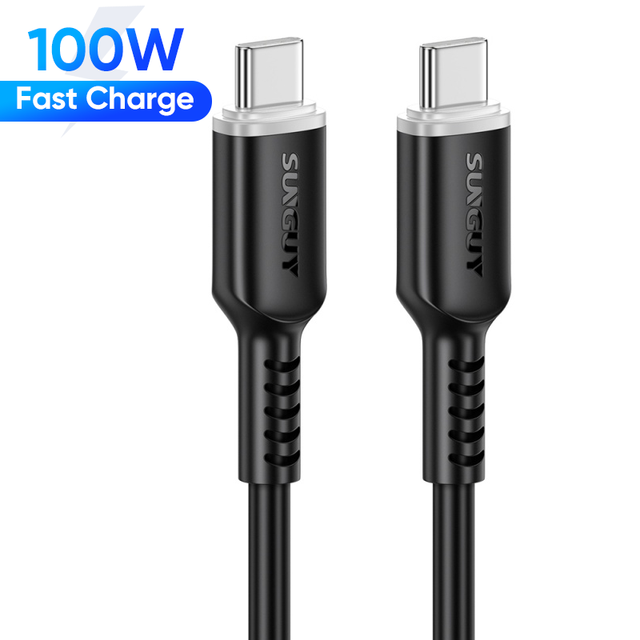 SUNGUY USB C Cable 100W Fast Charging Cable Silicone Data Transfer Cable Mobile Phone Data Cable