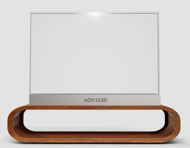 AOYI Embedded OLED Transparent High Brightness  Ultra Thin  30 Inch 55 Inch Transparent Oled Display Touch Advertising Player