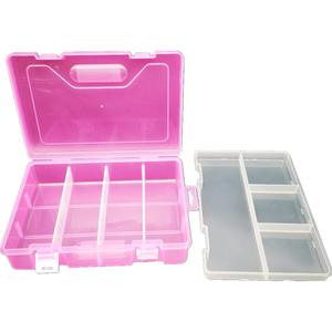 Caja de almacenamiento de plástico PP con 8 compartimentos desmontables de doble capa, forma rectangular - Product Image 1