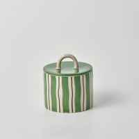 Bocaux de rangement en céramique pour thé, café, sucre, sel et assaisonnements, avec motif rayé cylindrique, pour la cuisine