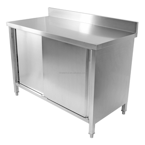 โต๊ะทำงานครัวสแตนเลสสำหรับร้านอาหารพร้อมตู้เก็บของ - Product Image 3