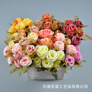 ช่อดอกกุหลาบประดิษฐ์ 7 หัว ดอกไม้ผ้าตกแต่งบ้าน ตกแต่งงานแต่งงาน - Product Image 4