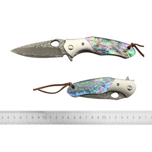 Cuchillo de supervivencia personalizado privado de alta calidad, cuchillas de Damasco, hoja y abulón, mango de resina, cuchillo plegable - Product Image 6