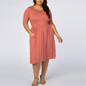 Robe de <span class=keywords><strong>grossesse</strong></span> ample à manches courtes pour femmes, vêtement de <span class=keywords><strong>grossesse</strong></span> froncé en coton de couleur unie avec poche - Product Image 2