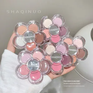 แป้งมิเนอรัลกันน้ำสไตล์เกาหลี SHAQINUO 5 กรัม <span class=keywords><strong>สีชมพู</strong></span>เข้ม 5 เฉดสี พาเลทอายแชโดว์รูปหัวใจ<span class=keywords><strong>สีชมพู</strong></span>เชอร์รี่ ชิมเมอร์แมตต์ - Product Image 3