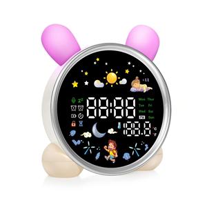 Reloj Despertador para Niños con Iconos de Sol y Luna, Indicador de Temperatura, Doble Alarma y Diseño de Conejito Adorable - Product Image 6