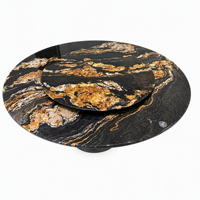 Preis für Esstische aus Cosmic Gold Marmor |   Moderne Luxus-Naturstein-Rundtische mit Drehbarem Lazy Susan für Villa und Hotel