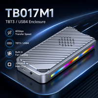 علبة تخزين M.2 NVMe SSD بتبريد نشط مع منفذ Thunderbolt 3/USB4، سرعة 40 جيجابت في الثانية، تقنية PCIe Gen4، إضاءة LED RGB، تركيب بدون أدوات، سعة قصوى 8 تيرابايت