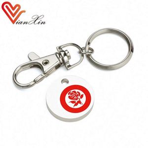 Uk Shopping Trolley Coin Metal Keychain Keyring Lock Tool <b>Key</b> Holder - Product Image 4