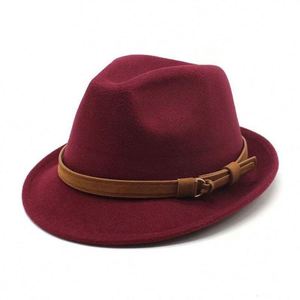 Men Women Vintage Wide With Fedora <b>Hats</b> Short Brim Felt <b>Hat</b> Panama Fedoras Belt Buckle Gift - Product Image 4