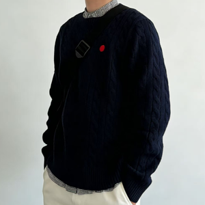 <span class=keywords><strong>Pull</strong></span> en maille torsadée élégant pour <span class=keywords><strong>homme</strong></span> de qualité originale, mélange de cachemire, vêtement de Noël polyvalent avec LOGO - Product Image 3