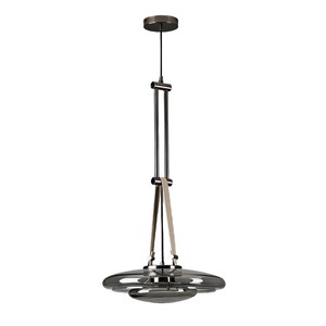 Lámpara colgante LED redonda E27 de cristal y cuero con una sola cabeza para iluminación de restaurantes, cafeterías y barras. - Product Image 5