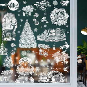 Pegatinas <span class=keywords><strong>Decorativas</strong></span> Navideñas <span class=keywords><strong>para</strong></span> Ventanas, Ecológicas, de PVC, Electrostáticas, Creativas, con Diseño de Muñeco de Nieve, Casa de Nieve y Árbol de Navidad, Calcomanías <span class=keywords><strong>para</strong></span> Vidrio - Product Image 3