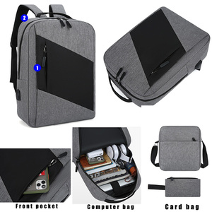 Sac à dos pour ordinateur portable avec logo personnalisé, 15,6 pouces, port de charge USB, tissu Oxford imperméable, sac à dos pour ordinateur portable, sac à dos scolaire - Product Image 3