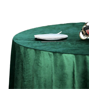 Elegante <span class=keywords><strong>Tovaglia</strong></span> in Velluto <span class=keywords><strong>Verde</strong></span> Scuro e Rosso Vino, Tinta Unita Rotonda 100% Poliestere per Matrimoni, Hotel e Uso Domestico - Product Image 5