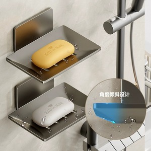 Shu Zheng Aluminum Soap Dish Rectangular Wall Mount Self Drain Bathroom Shelf Gunmetal Gray - Product Image 3