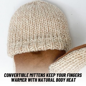 7G Double Couche Brun Pu Placage Couche Extérieure Laine Doublure Coton Épais Laine Gants - Product Image 4