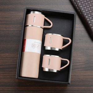 Ensemble cadeau Bouteille avec tasse Bouteille d'eau thermique isolée Ensemble cadeau <span class=keywords><strong>Thermos</strong></span> en acier inoxydable 304 avec 3 couvercles Cadeau d'affaires - Product Image 1