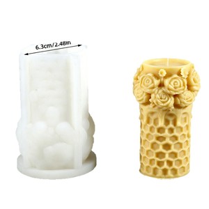 Rose Honeycomb <b>Candle</b> <b>Mold</b> Geometric Cylindrical Pillar Shape For Wedding DIY <b>Candle</b> Making Kits - Product Image 5