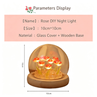 Lampe de nuit en verre en forme de rose à faire soi-même, base en bois, cadeau personnalisé, vente en gros