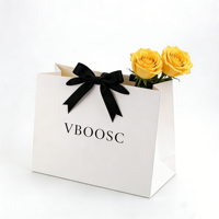 Sacs cadeaux en papier kraft blanc personnalisables avec logo écologique de luxe, avec ruban, pour l'emballage de bijoux