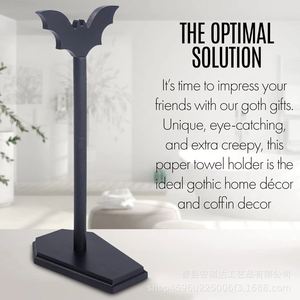 Gothic Style Wooden <b>Paper</b> Towel Holder Bat Shape Desktop <b>Kitchen</b> Decor Storage Rack - Product Image 1