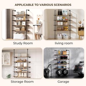 5 niveaux noir Vintage rétro mural industriel montage mural fer tuyau étagère bricolage ouvert étagère <span class=keywords><strong>plafond</strong></span> suspendu étagère - Product Image 3