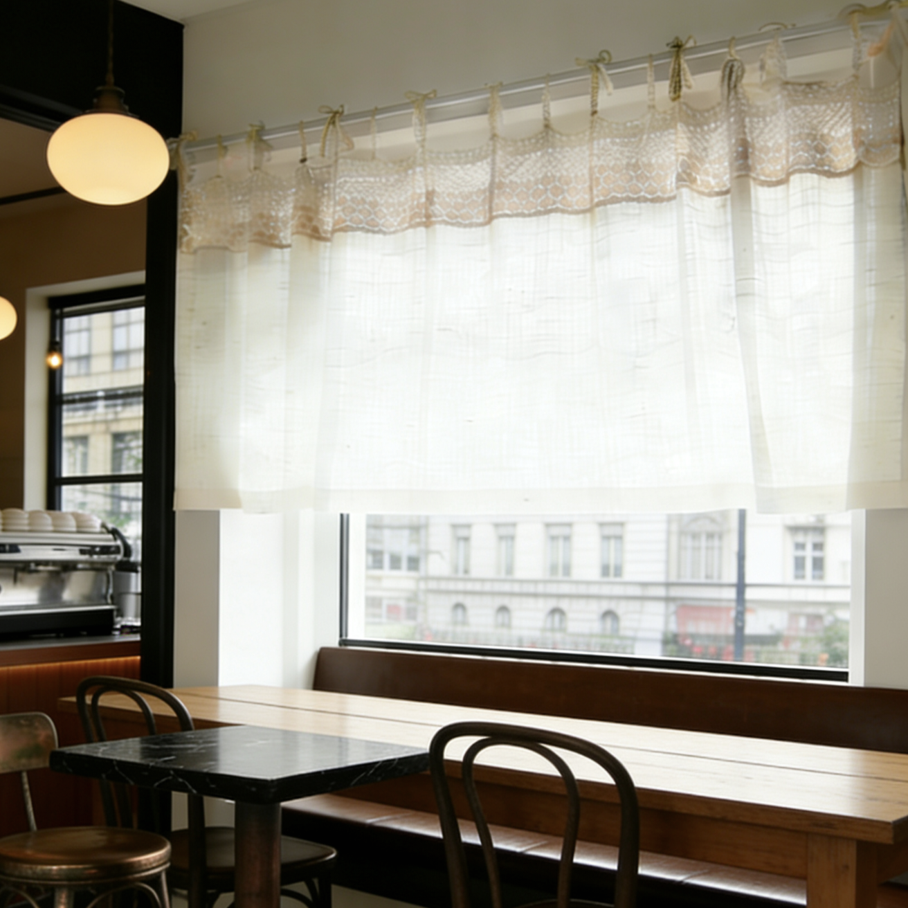 French Cafe Kitchen Window Short Half Curtain High Quality Window Cabinet Shade Partition Curtain Rope-style Curtains