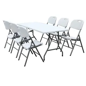 卸売白いポータブル屋外折りたたみ椅子テーブル6フィート8フィートプラスチックダイニングバーベキューピクニックキャンプ折りたたみテーブルイベント用