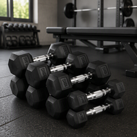 Dumbbell Hexagonal Berlapis Karet dengan Pegangan Knurled Anti Selip dan Berat Latihan LBS untuk Rumah dan Gym Komersial