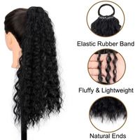 Extensions de queue de cheval en fibre haute température bouclée à la française, 18 pouces, 10 brins, avec bande élastique, sans perte de cheveux, vente en gros