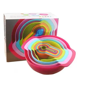 Aohea Rainbow Mix Bowl con Base antiscivolo e colino e setaccio e misurini dieci in un Set