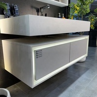 Meuble de salle de bain mural européen moderne en lumière LED nouveau prix d'usine meuble de vanité en bois ensemble avec double lavabo