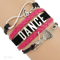Infinity Love Dance Mom Bracelets en cuir pour femmes Factory Fashion Charm Ballet Dancer Dancing Girls Accessoire