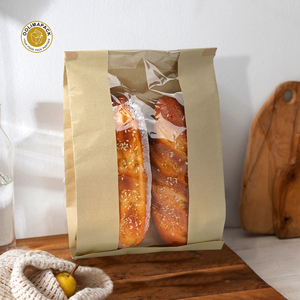 Túi bánh mì giấy Kraft màu nâu oolima với logo tùy chỉnh cửa sổ cho bao bì bánh và lưu trữ đường kraf - Product Image 2