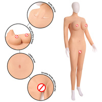 Combinaison intégrale en silicone pour hommes avec formes mammaires en silicone et faux vagin pour travestis, transgenres et ladyboys, avec bras