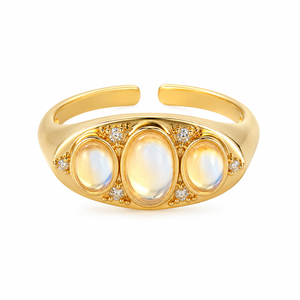 Minimalist Sparkling Stone Open <b>Ring</b> <b>Adjustable</b> Statement Finger <b>Ring</b> for Women - Product Image 1