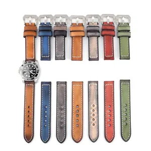 18/20/22/24mm Imported Vintage Style Full Grain Leather Watch Strap for Panera Band Watch Factory